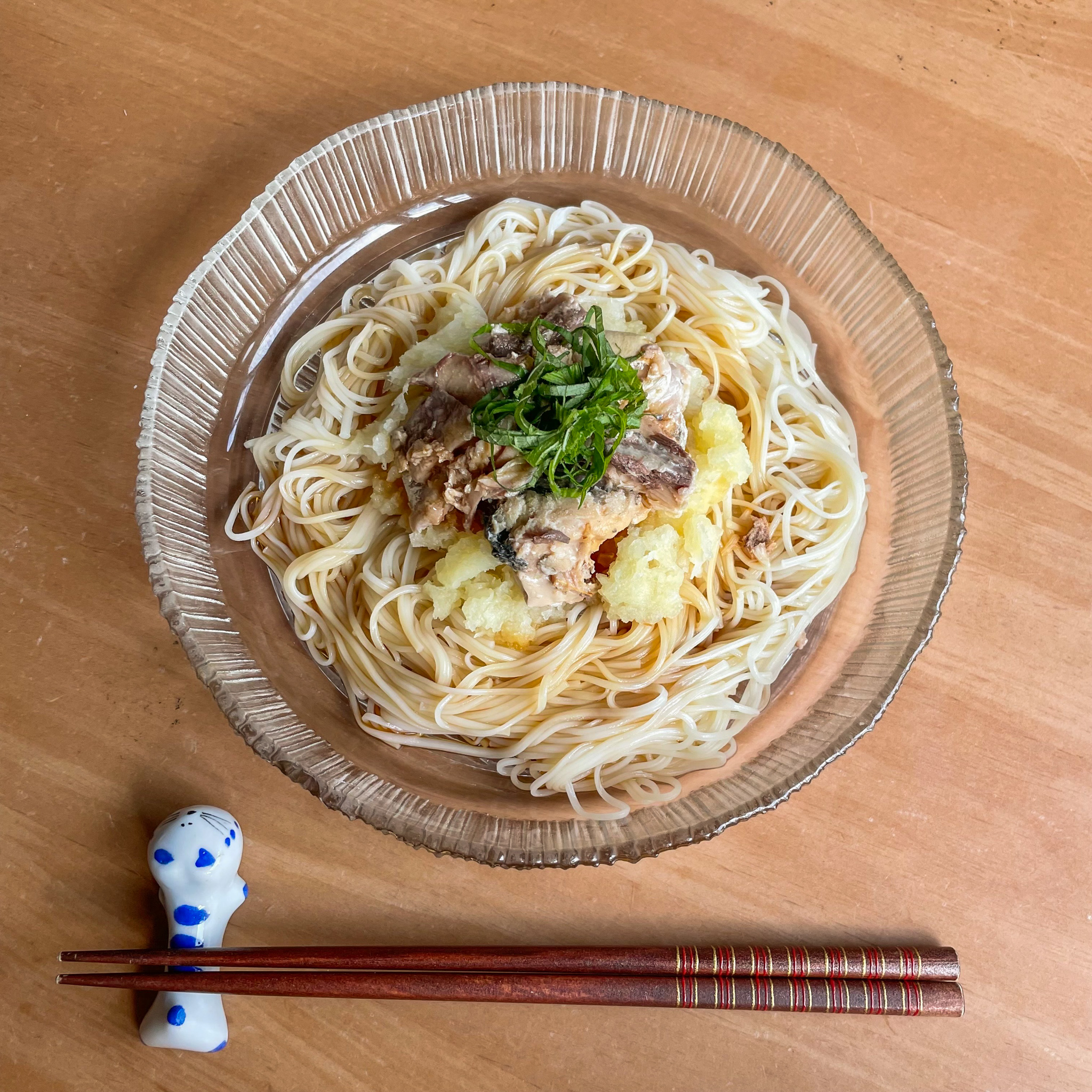 サバ缶とシークワーサーおろしのさっぱりそうめん 完成