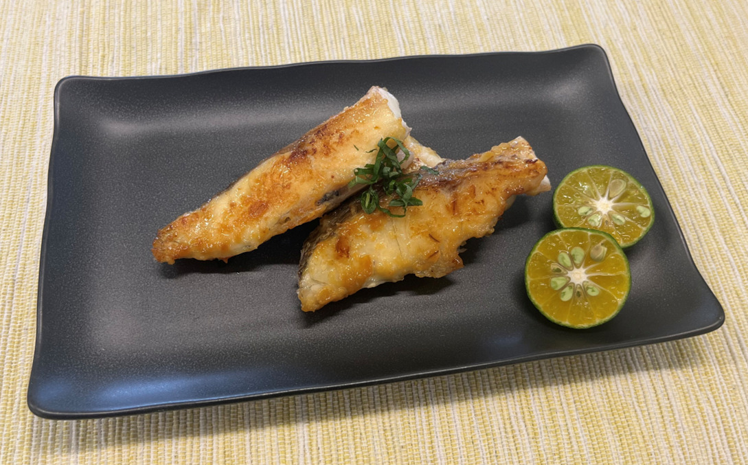 白身魚のシークヮーサー味噌焼きの完成写真