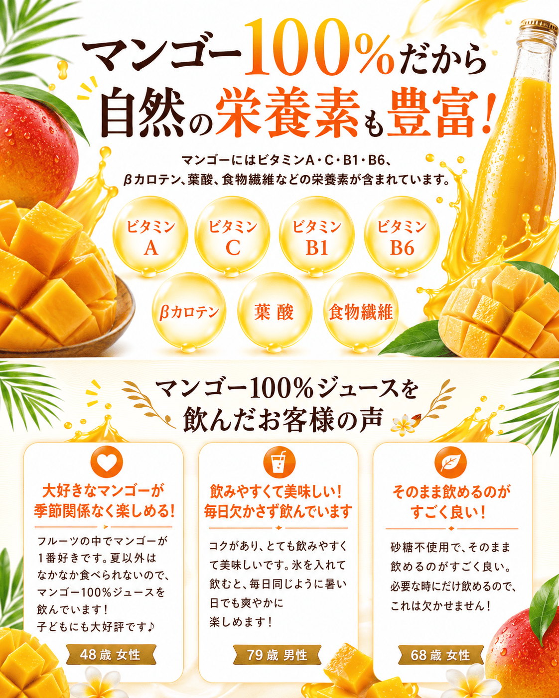 夏だけの限定販売！100％マンゴーだけを贅沢に搾ったジュース🍹画像3